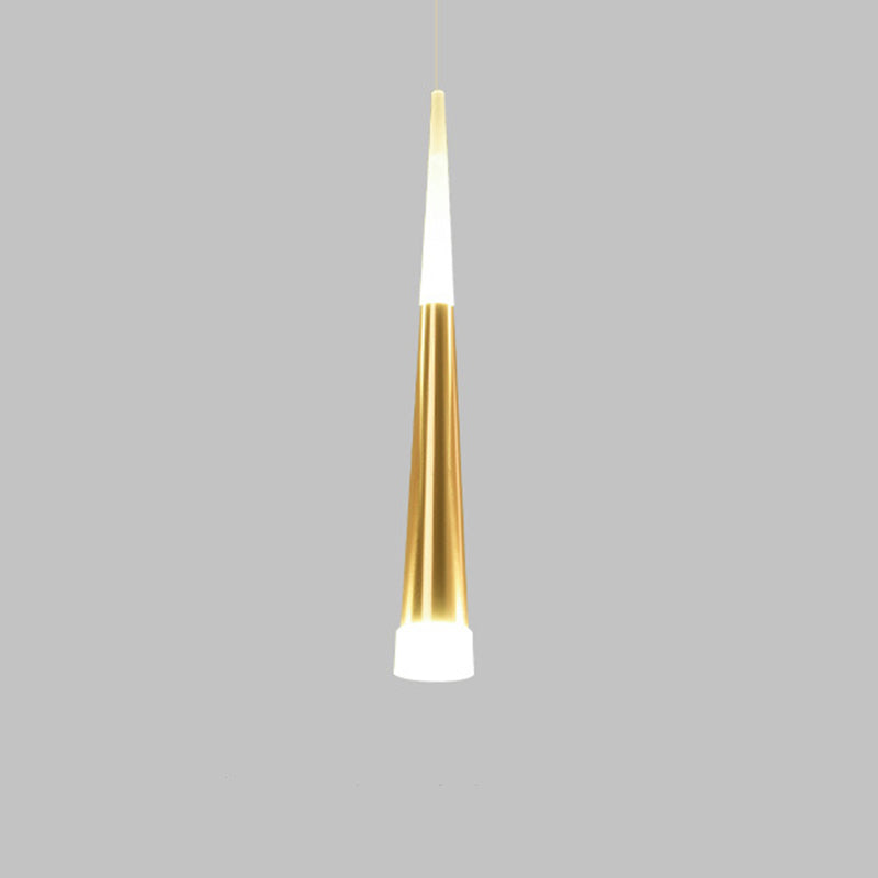 Gouden conische LED hanglamp Aluminium + Acryl Moderne eenvoud Hanglicht voor slaapkamer
