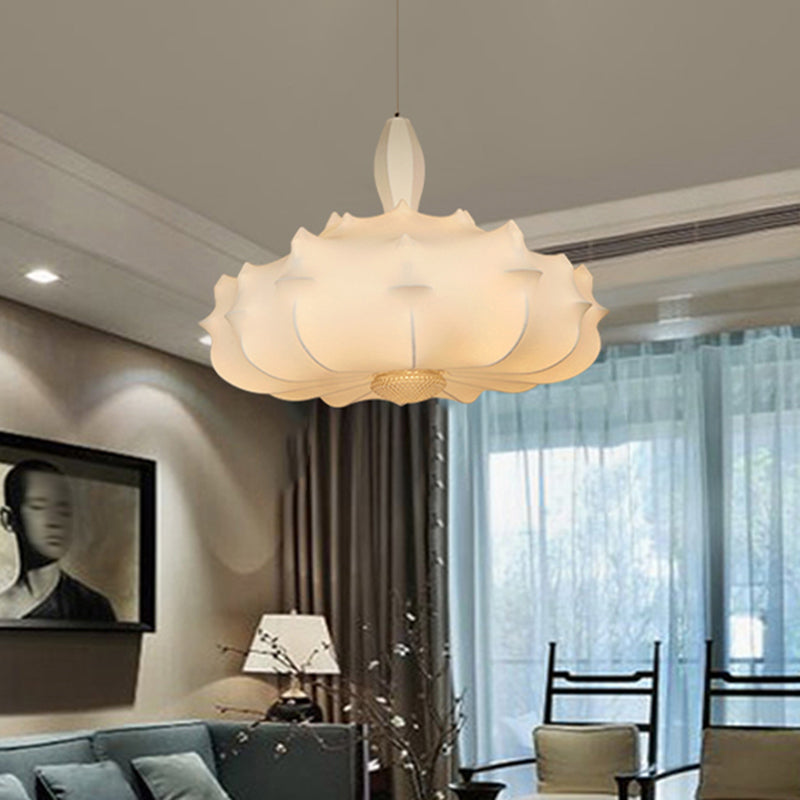 Onregelmatige gevormde zijden hanger lamp postmodern 1 bol witte ophanging licht voor woonkamer