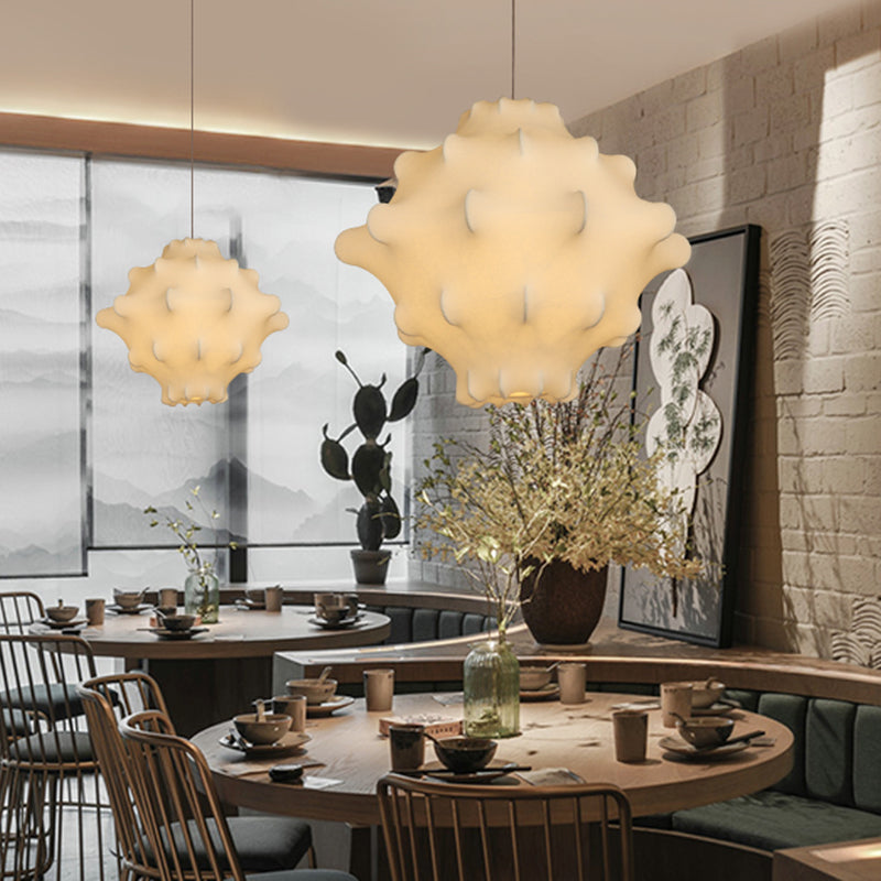 Onregelmatige gevormde zijden hanger lamp postmodern 1 bol witte ophanging licht voor woonkamer