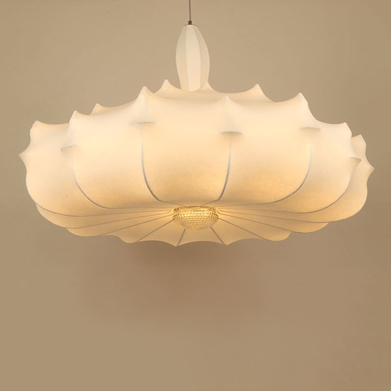 Onregelmatige gevormde zijden hanger lamp postmodern 1 bol witte ophanging licht voor woonkamer