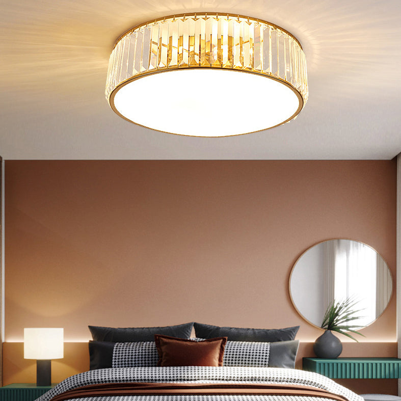 Circular Crystal LED Ceiling Fixture in Modern Luxury Style Wrought Iron Ceiling Light for Interior Spaces