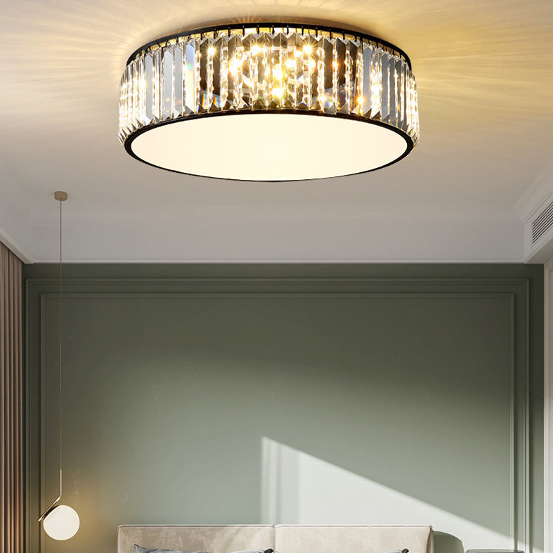 Circular Crystal LED Ceiling Fixture in Modern Luxury Style Wrought Iron Ceiling Light for Interior Spaces