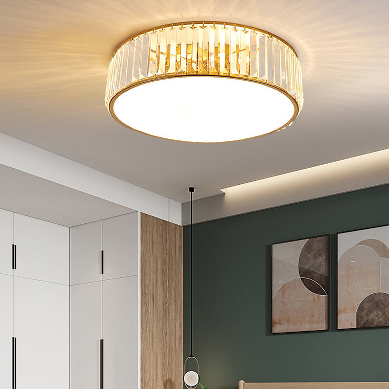 Circular Crystal LED Ceiling Fixture in Modern Luxury Style Wrought Iron Ceiling Light for Interior Spaces