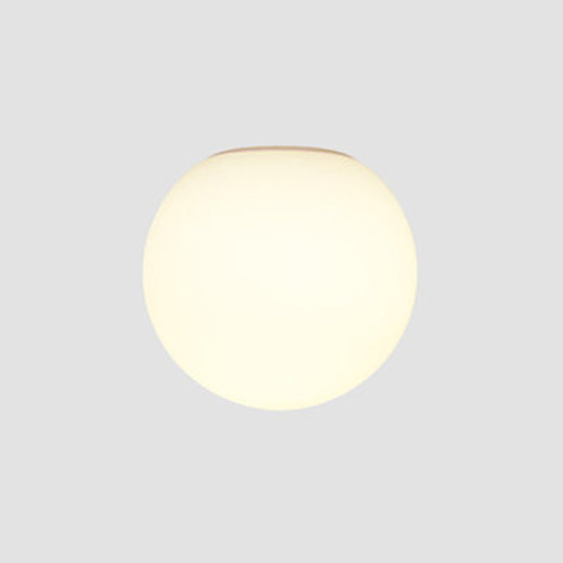 White Contemporary Glass Flush Mount 1-Light Spherical Flush Ceiling Light for Bedroom
