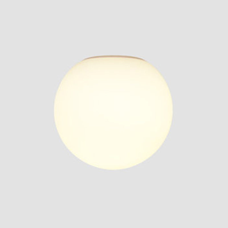 White Contemporary Glass Flush Mount 1-Light Spherical Flush Ceiling Light for Bedroom