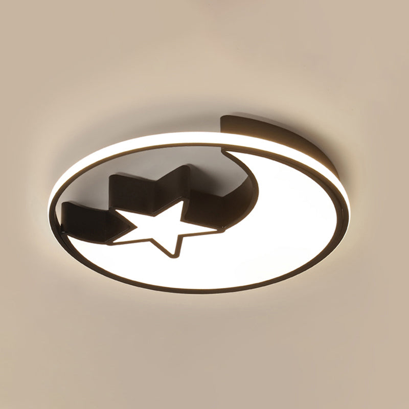 Moon And Star Flush Mount Light 1 Light Acrylic Cartoon Flush Mount Spotlight for Children Bedroom