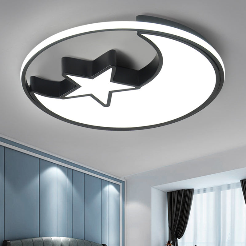 Moon And Star Flush Mount Light 1 Light Acrylic Cartoon Flush Mount Spotlight for Children Bedroom