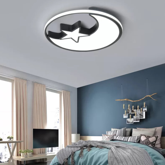 Moon And Star Flush Mount Light 1 Light Acrylic Cartoon Flush Mount Spotlight for Children Bedroom
