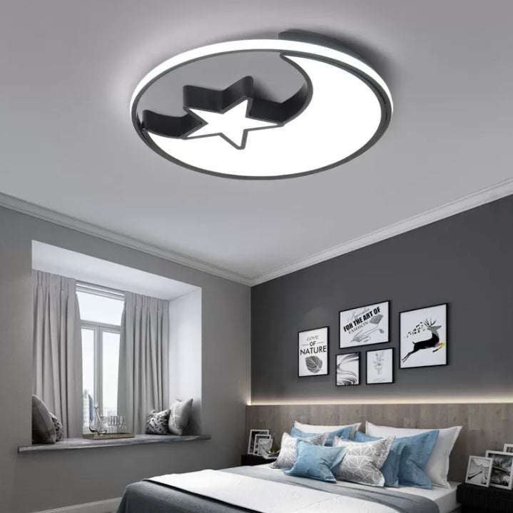 Moon And Star Flush Mount Light 1 Light Acrylic Cartoon Flush Mount Spotlight for Children Bedroom