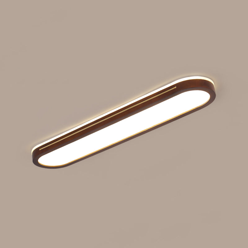 Wood Minimalism 1-Light Flush Mount Lamp Linear Flush Ceiling Light for Bedroom