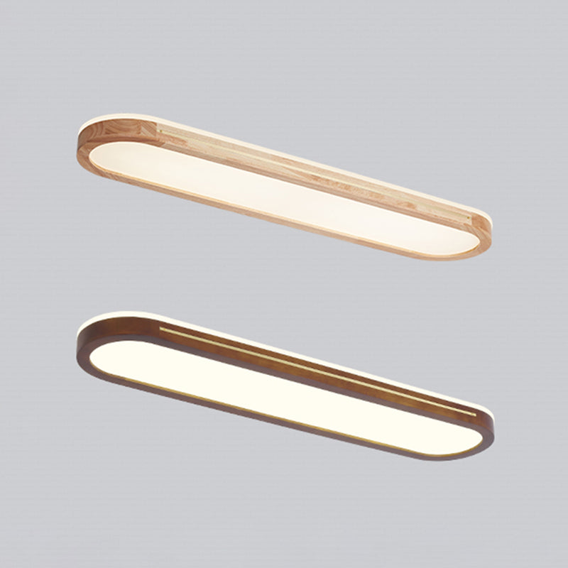 Wood Minimalism 1-Light Flush Mount Lamp Linear Flush Ceiling Light for Bedroom