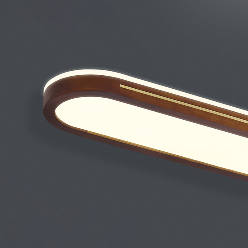 Wood Minimalism 1-Light Flush Mount Lamp Linear Flush Ceiling Light for Bedroom