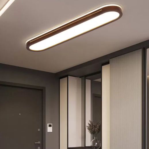Wood Minimalism 1-Light Flush Mount Lamp Linear Flush Ceiling Light for Bedroom
