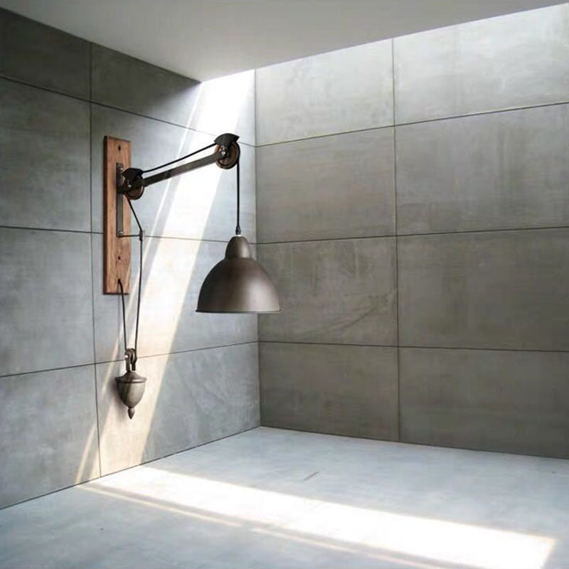 Industrial Style Bowl Shade Lesen Wandlampe 1-Licht Metall Wandleuchte mit Riemenscheibe in Schwarz