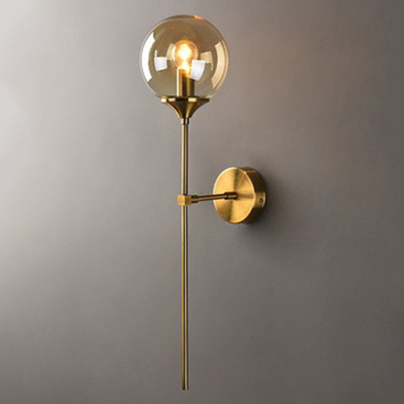 Contemporary-Style Pencil Arm Wall Sconce Lighting Glass Bedroom Sconce Light Fixture