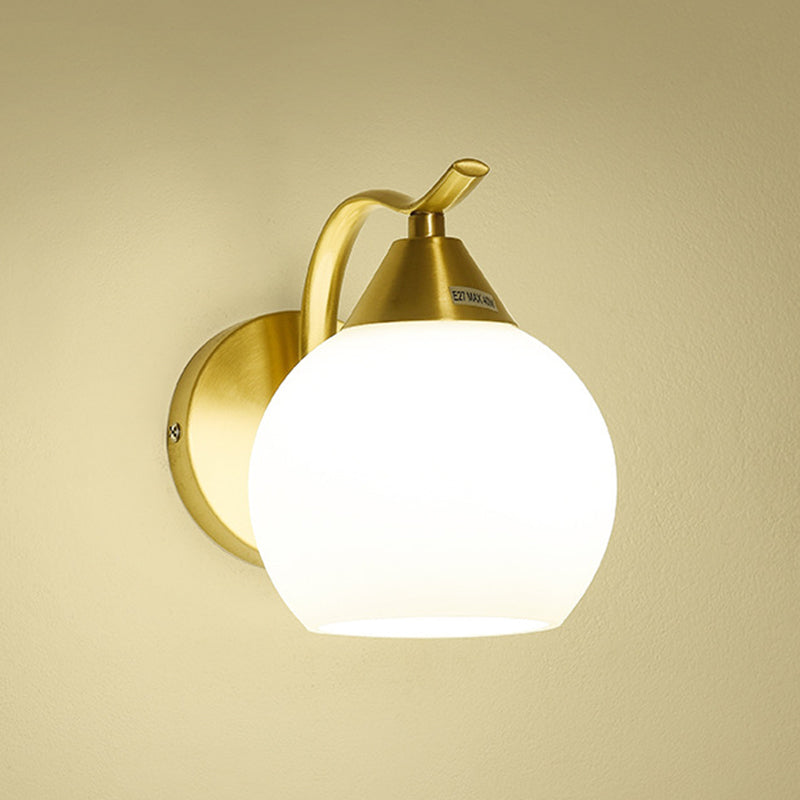 Glass Global Sconce Light Fixture Simplicity Style Gold Wall Lighting Fixture for Living Room