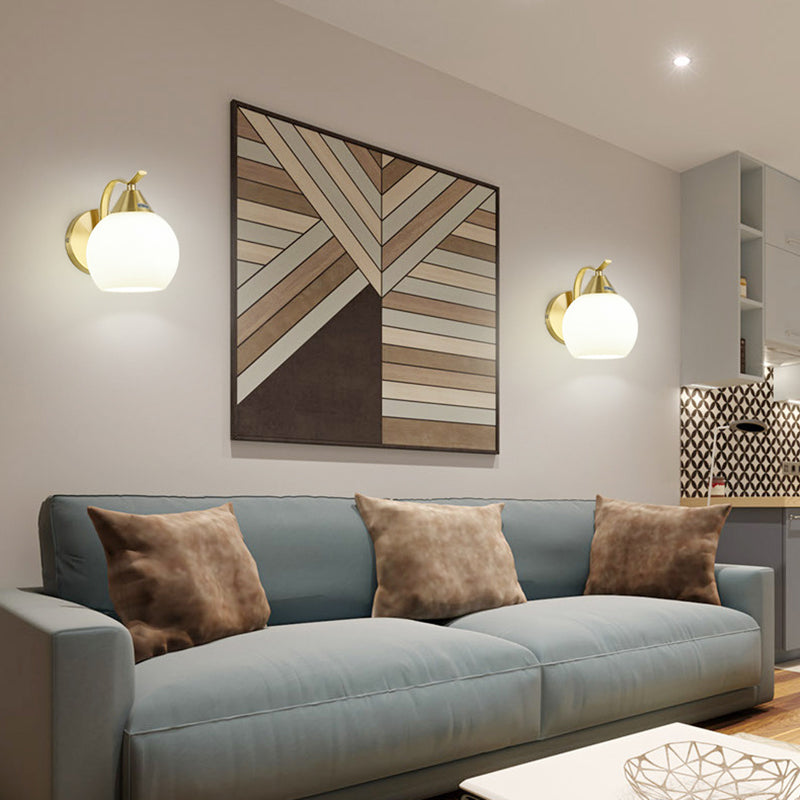Glass Global Sconce Light Fixture Simplicity Style Gold Wall Lighting Fixture for Living Room