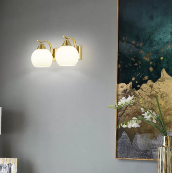 Glass Global Sconce Light Fixture Simplicity Style Gold Wall Lighting Fixture for Living Room