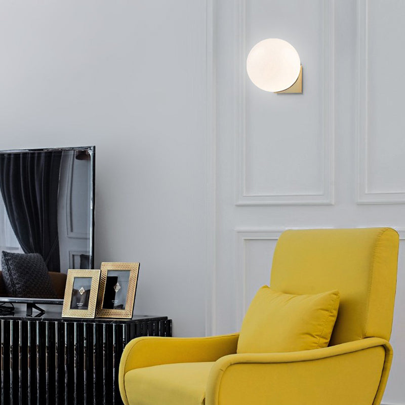 Glass Spherical Wall Lighting Fixture Simplicity Style Sconce Light Fixture in White