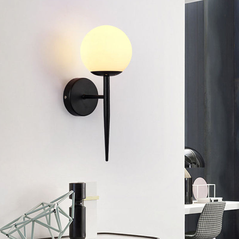 Spherical Bedroom Wall Sconce Lighting Glass Simplicity Style Sconce Light Fixture