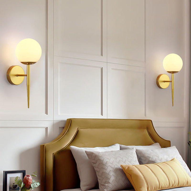 Spherical Bedroom Wall Sconce Lighting Glass Simplicity Style Sconce Light Fixture