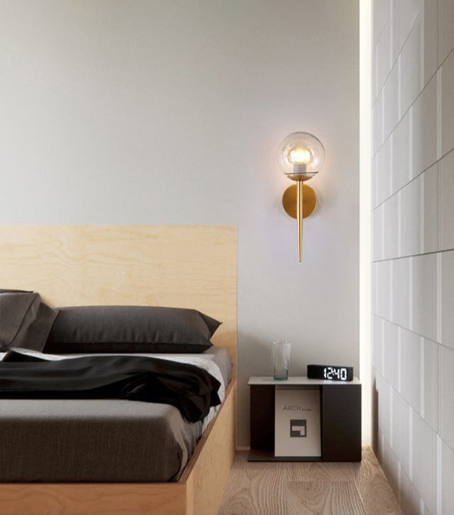 Spherical Bedroom Wall Sconce Lighting Glass Simplicity Style Sconce Light Fixture