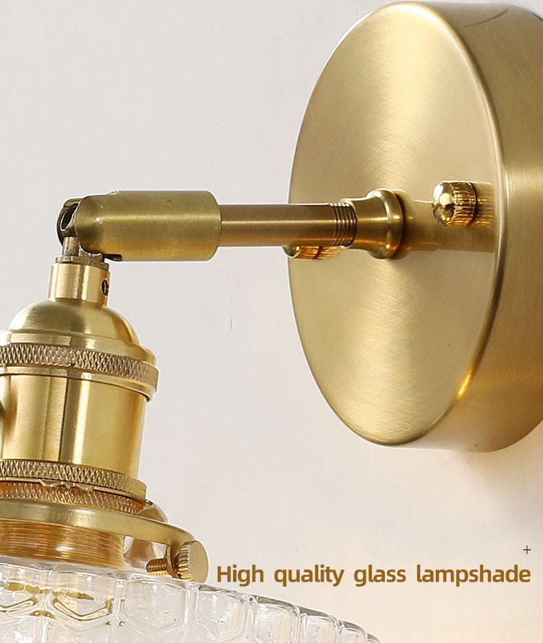 Cylinder Wall Sconce Lighting Simple Style Glass Bedroom Sconce Light Fixture in Gold