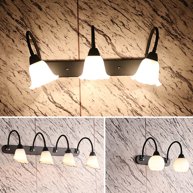 Lampada da parete a collo di cigno flessibile in stile country per bagno