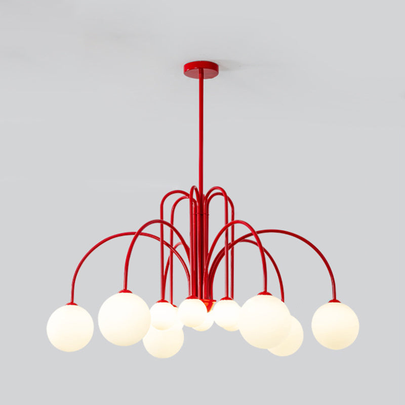 Modern Simplicity Round Ceiling Chandelier Milk Glass Hanging Light for Living Room