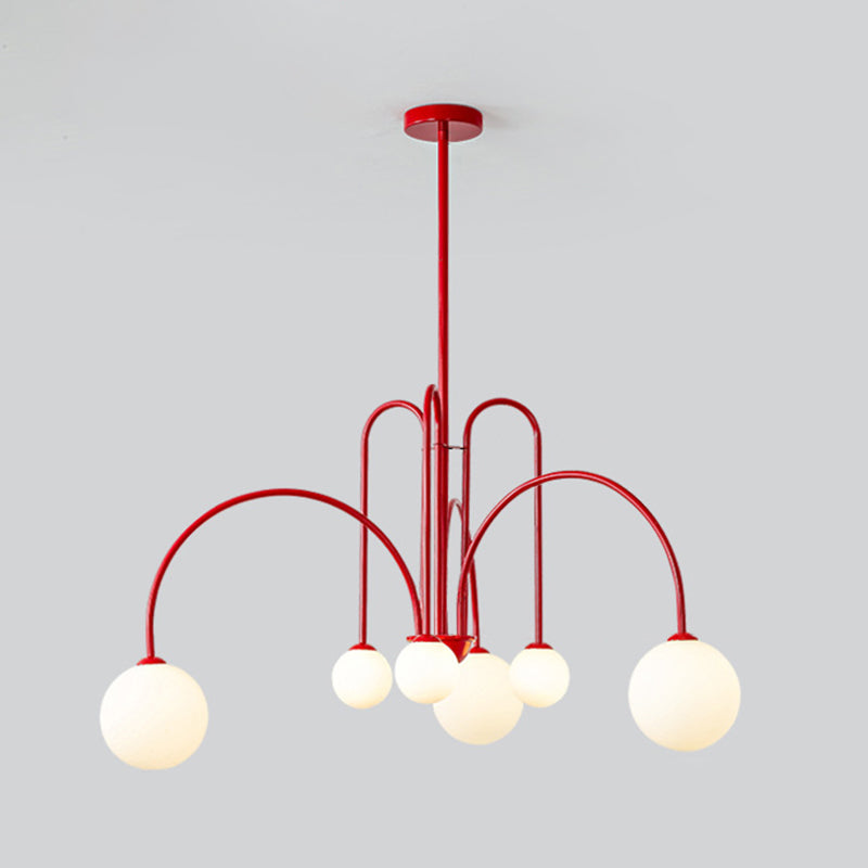 Modern Simplicity Round Ceiling Chandelier Milk Glass Hanging Light for Living Room