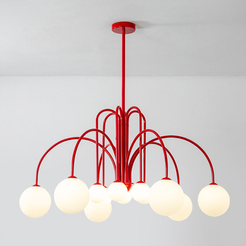 Modern Simplicity Round Ceiling Chandelier Milk Glass Hanging Light for Living Room