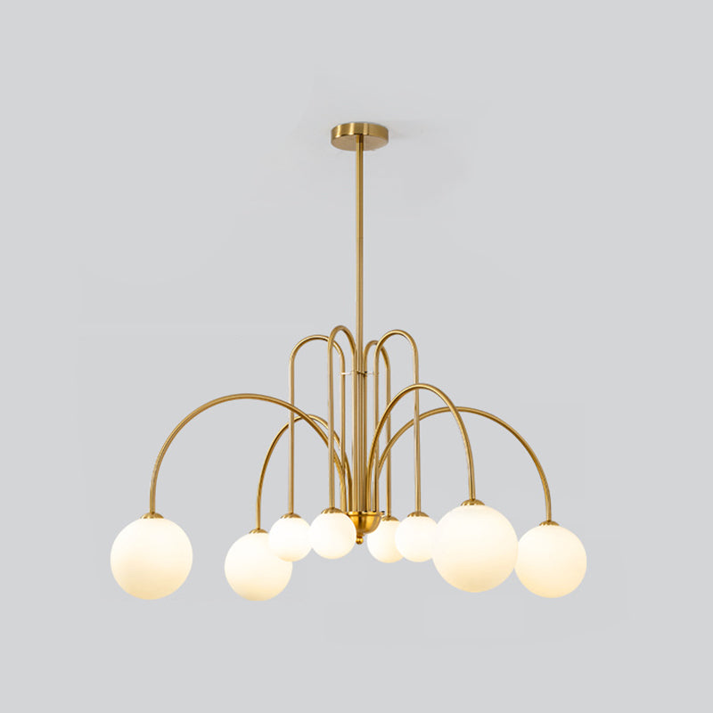 Modern Simplicity Round Ceiling Chandelier Milk Glass Hanging Light for Living Room