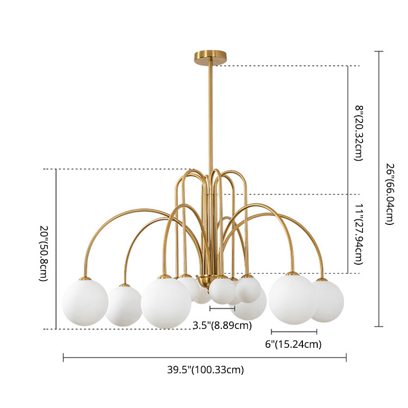 Modern Simplicity Round Ceiling Chandelier Milk Glass Hanging Light for Living Room