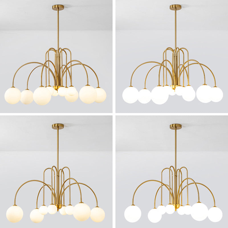 Modern Simplicity Round Ceiling Chandelier Milk Glass Hanging Light for Living Room