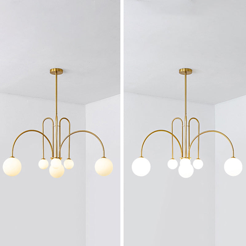 Modern Simplicity Round Ceiling Chandelier Milk Glass Hanging Light for Living Room