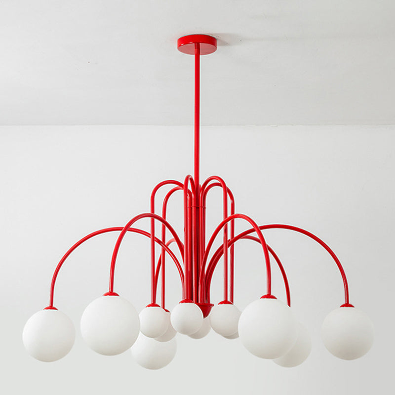 Modern Simplicity Round Ceiling Chandelier Milk Glass Hanging Light for Living Room