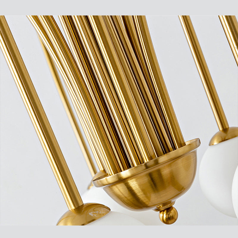 Modern Simplicity Round Ceiling Chandelier Milk Glass Hanging Light for Living Room