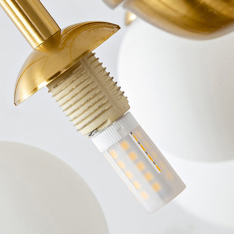 Modern Simplicity Round Ceiling Chandelier Milk Glass Hanging Light for Living Room