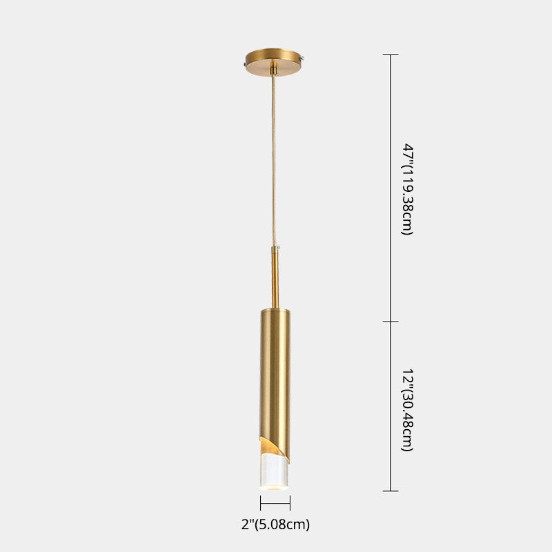 Pendante LED en aluminium dans la lumière suspendue cylindrique en acrylique moderne pour chambre à coucher