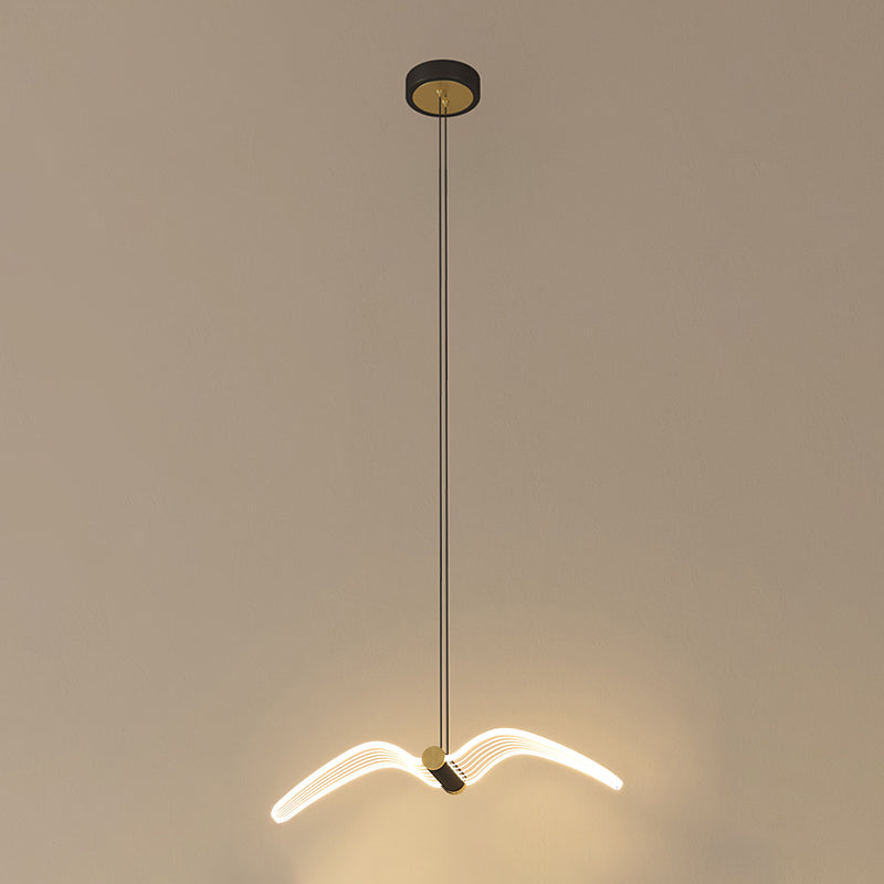 Vogelvormige ophanging verlichting minimalistische acryl slaapkamer led hangende lamp in messing