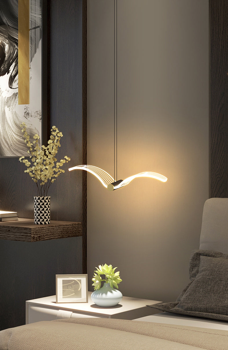 Iluminación de suspensión en forma de pájaro lámpara colgante de acrílico acrílico en latón en latón