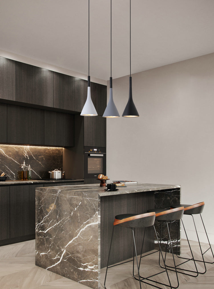 Aluminum Trumpet Shaped Pendant Light Nordic 1 Bulb Suspended Lighting Fixture