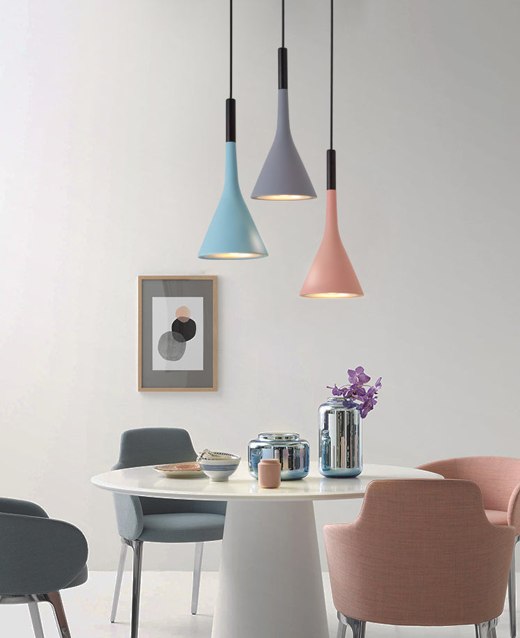 Aluminum Trumpet Shaped Pendant Light Nordic 1 Bulb Suspended Lighting Fixture