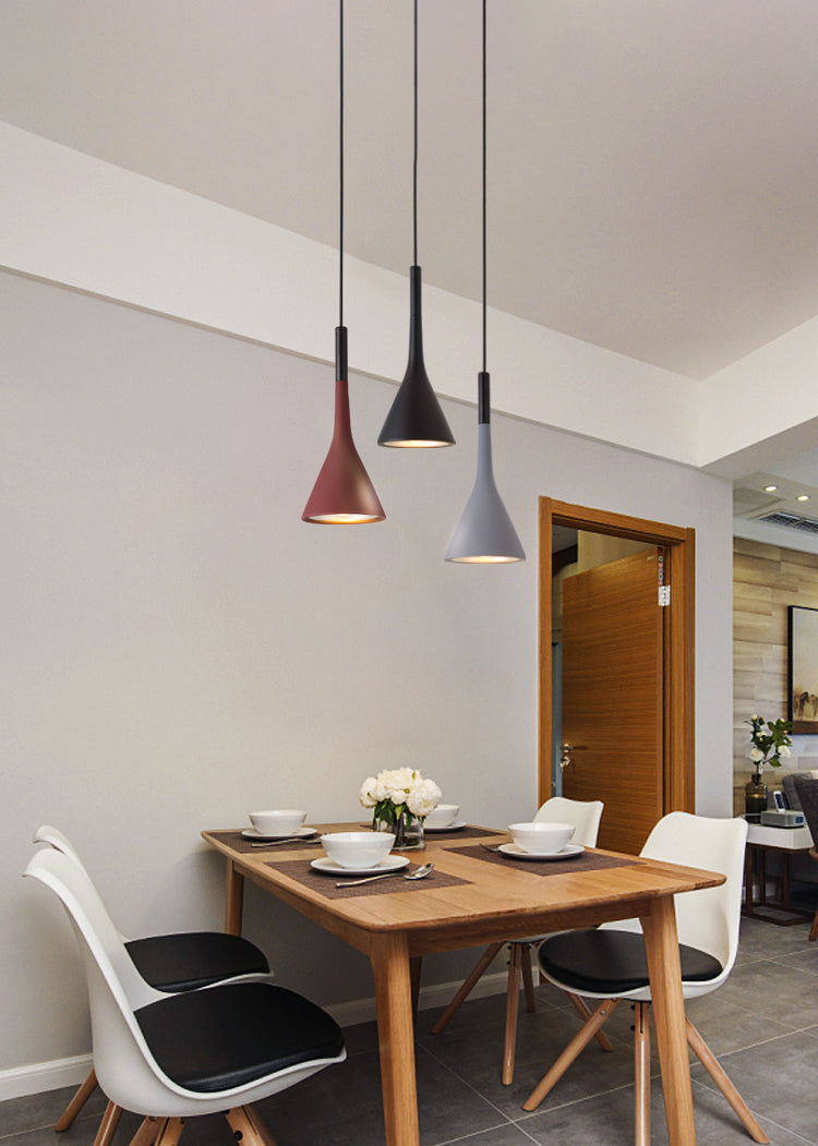 Aluminum Trumpet Shaped Pendant Light Nordic 1 Bulb Suspended Lighting Fixture