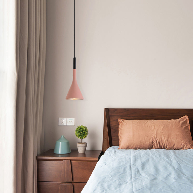 Aluminum Trumpet Shaped Pendant Light Nordic 1 Bulb Suspended Lighting Fixture