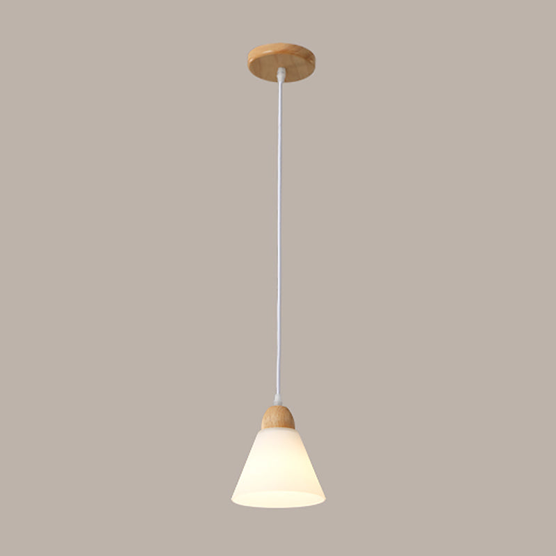 Lampe à lampe suspendue nordique petite suspension légère avec nuance en verre blanc pour salle à manger