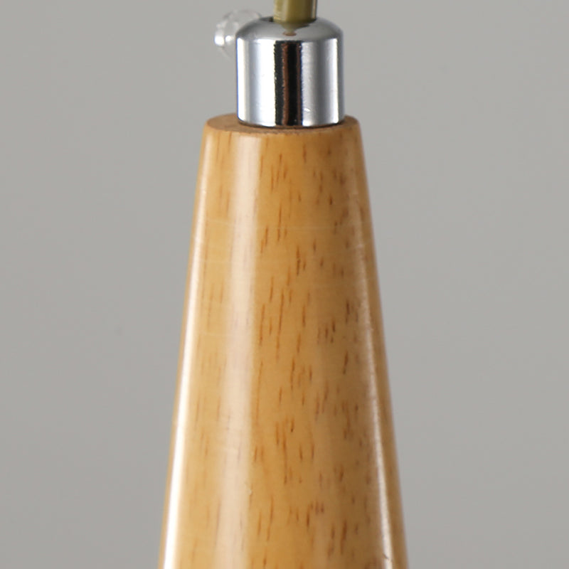 Lampada a sospensione nordica in legno piccolo sospensione con tonalità di vetro bianco per sala da pranzo