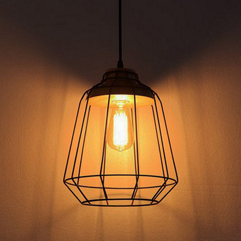 Fon de fer forgé Lumière suspendue dans un pendentif simple en bois de style vintage industriel avec cadre en fer
