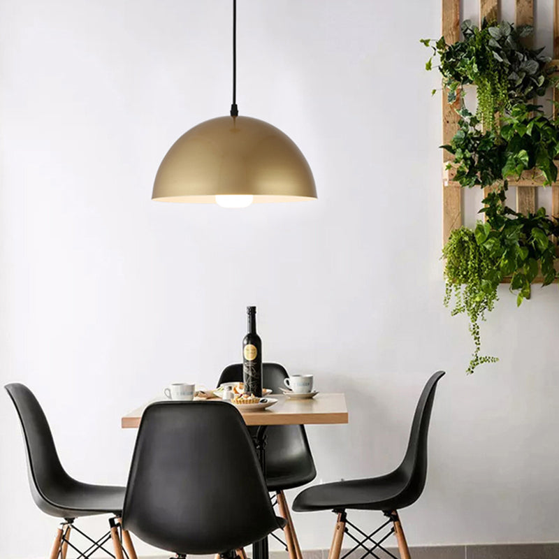 1-Light Suspension Light Fixture Industrial Restaurant Pendant Lamp with Geometric Metal Shade in Gold