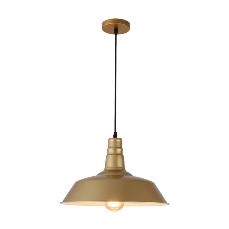 1-Light Suspension Light Fixture Industrial Restaurant Pendant Lamp with Geometric Metal Shade in Gold